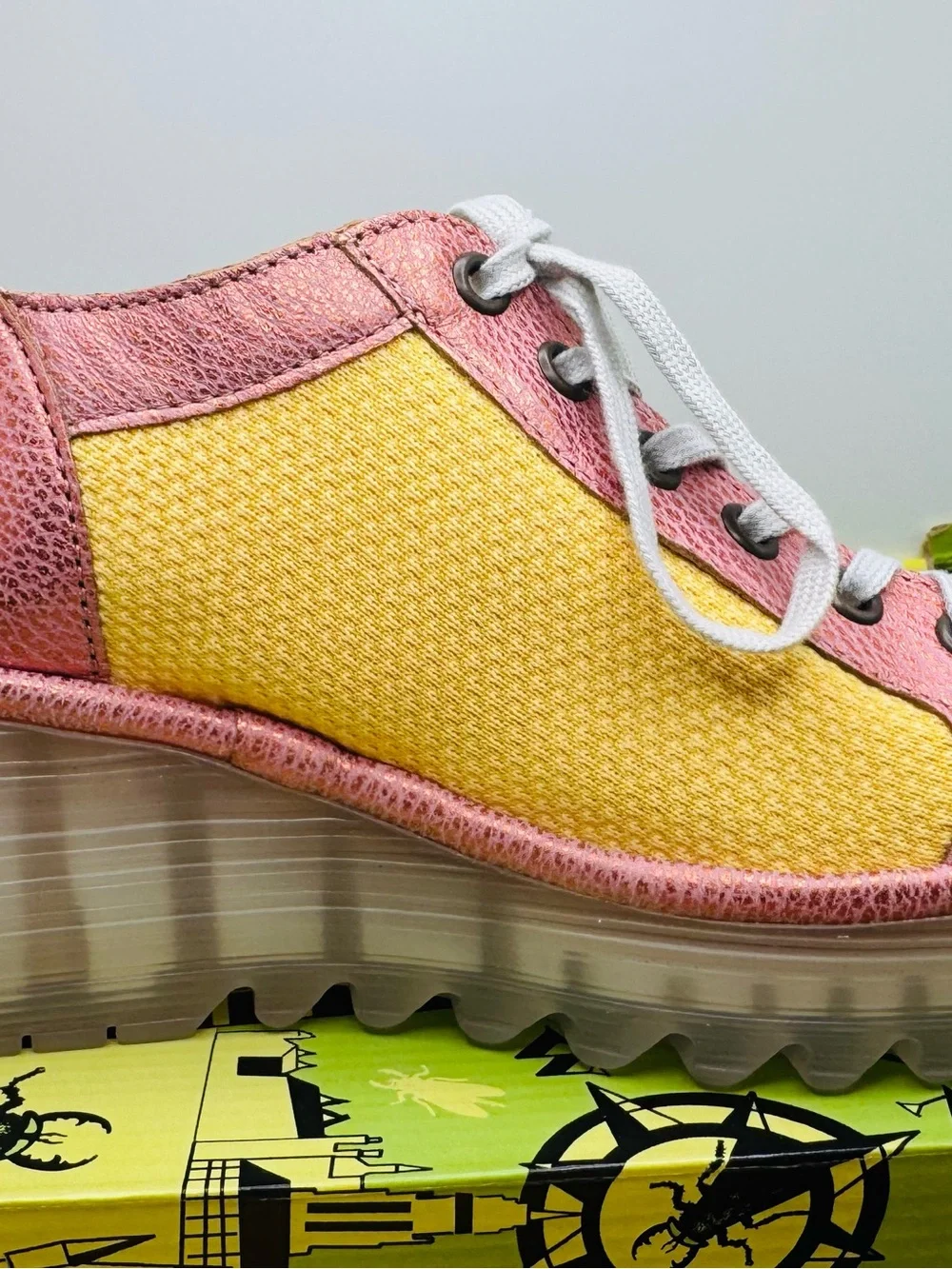 Fly London Yellow and Pink Lace-Up Women's Sneakers